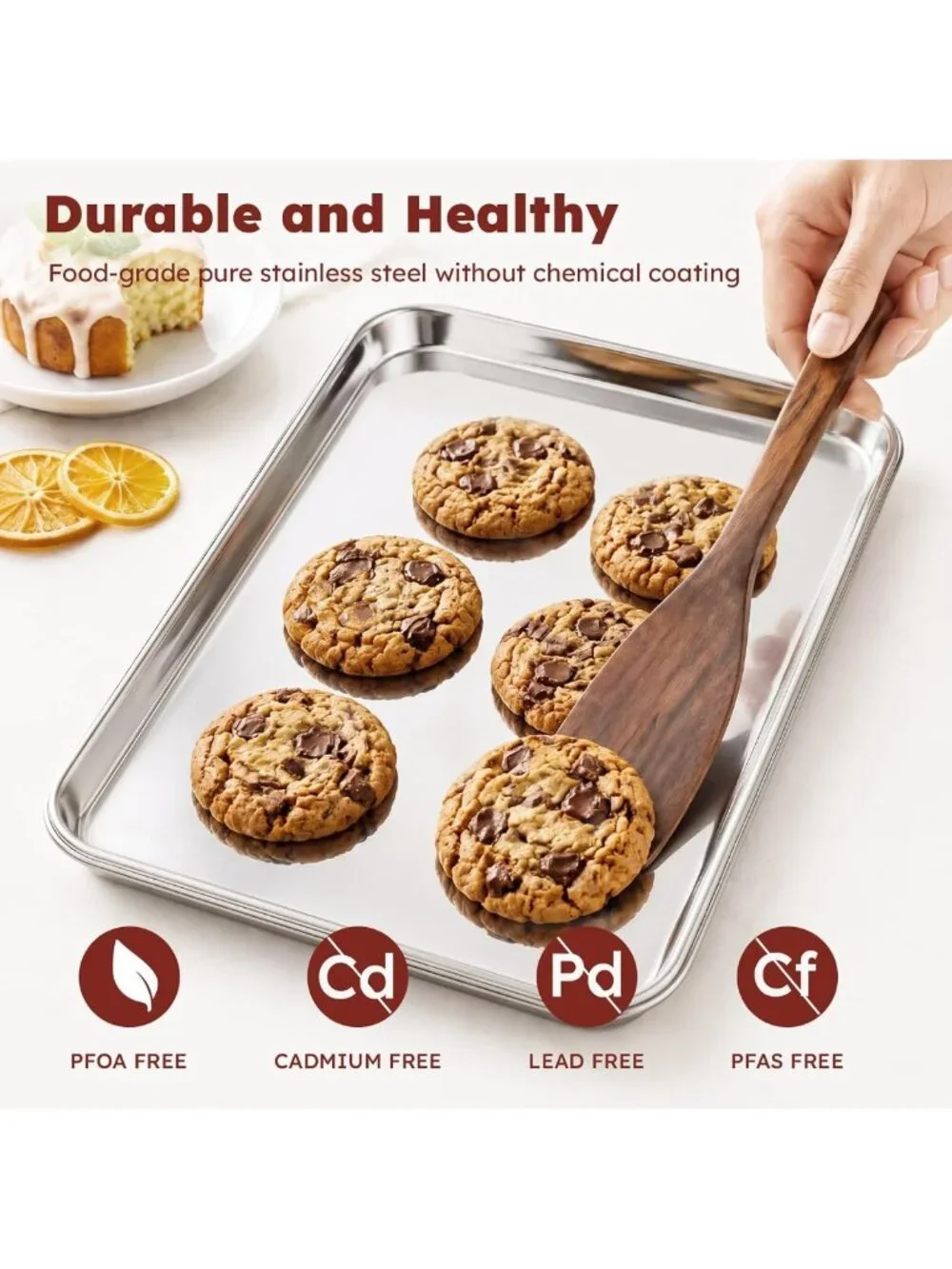 Stainless Steel Baking Sheet Set of 3 - Non-Stick Cookie Sheets for Easy Baking